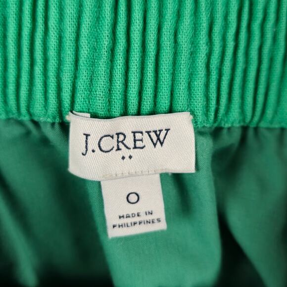 🌼J. Crew Skirt Womens Size 0 Green Linen Blend Pull On Midi Smocked Waist - Picture 3 of 7